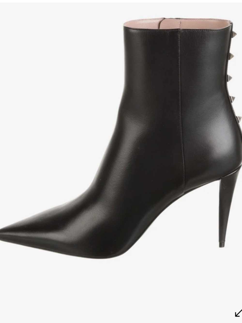 Women's Black Pointed Leather Ankle Boot